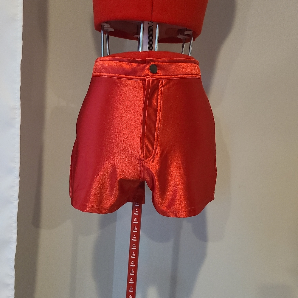 Size small shiny red hot pants